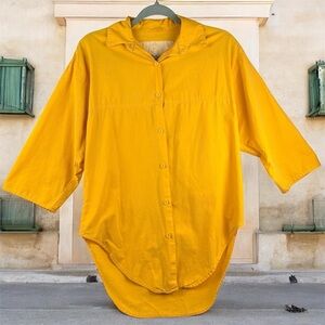 Vintage Jr’s Only! California Bright Yellow Oversized Button-Up Shirt USA Sz M